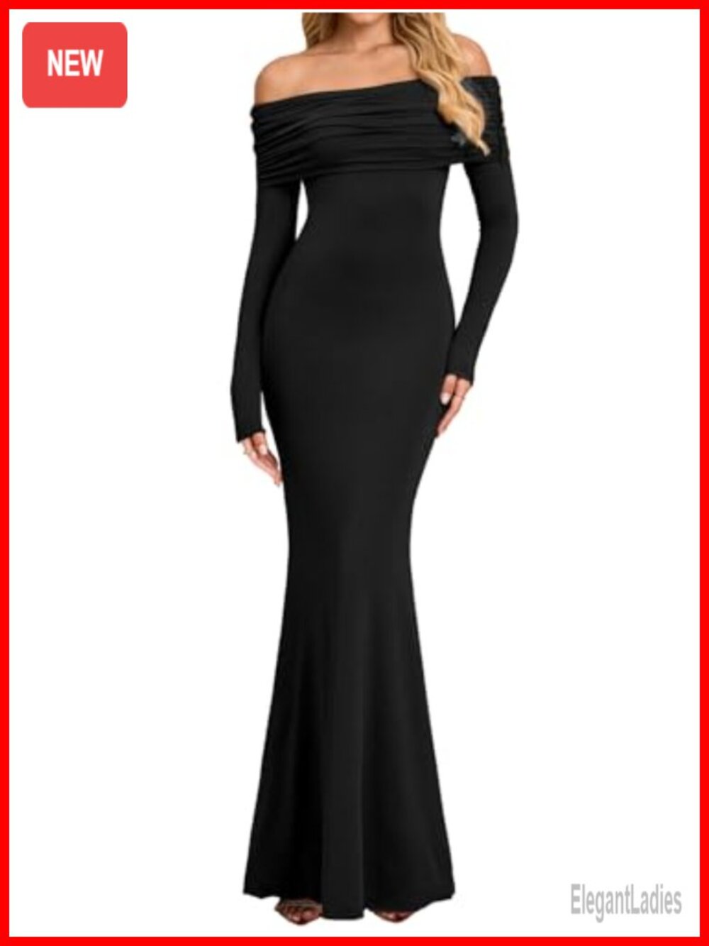 Off Shoulder Long Sleeve Maxi Dress Ruched Bodycon Formal Wedding Guest